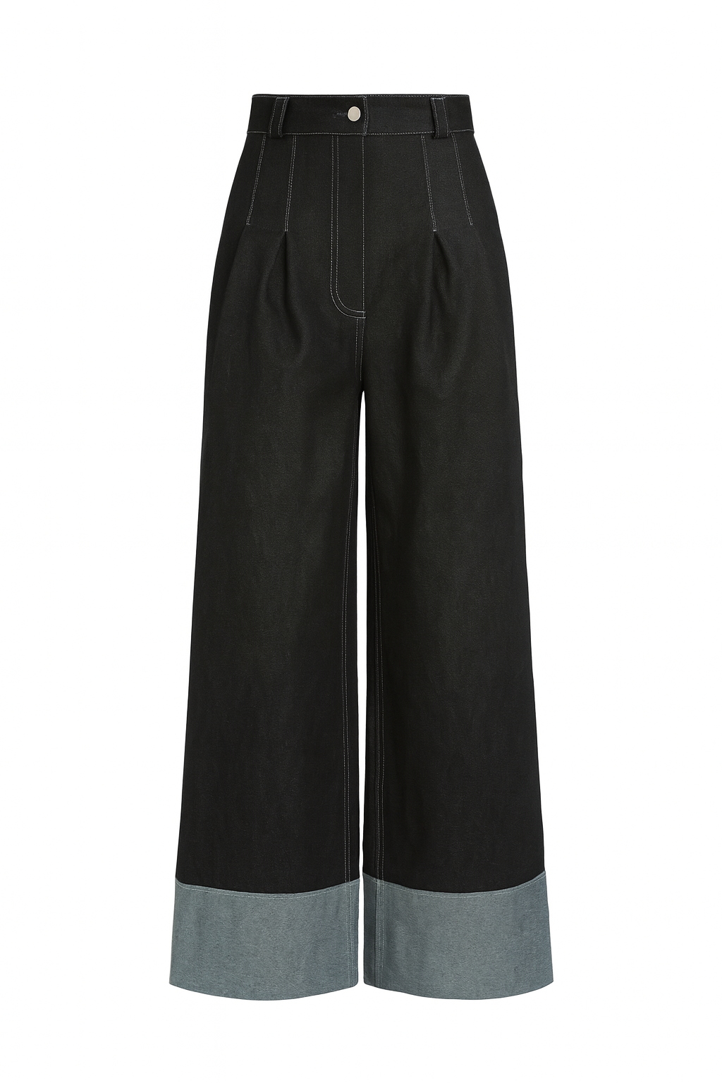 Wide leg denim trousers