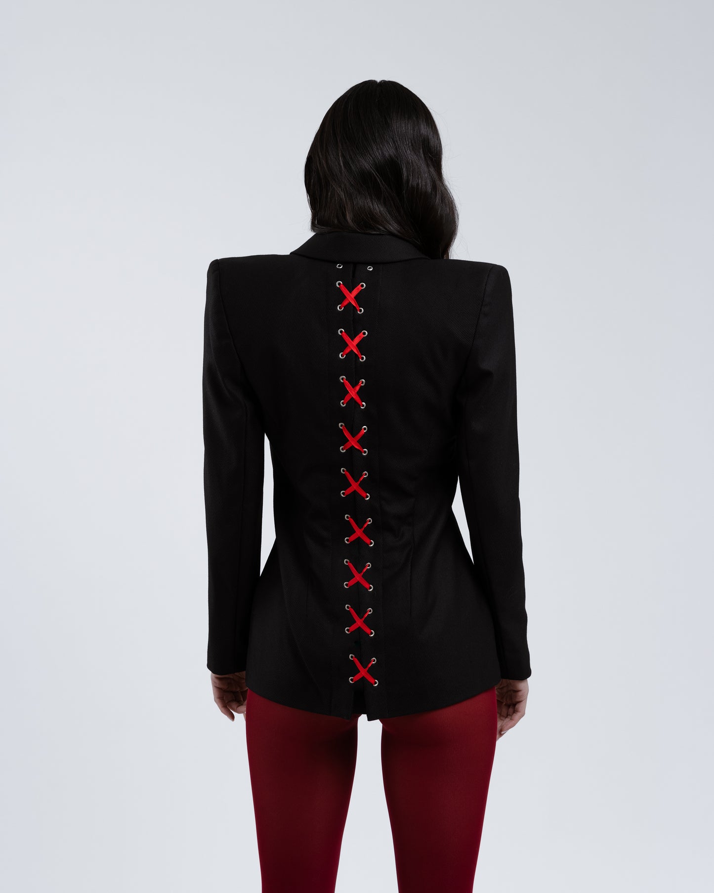 Wool Blazer With Red Lace