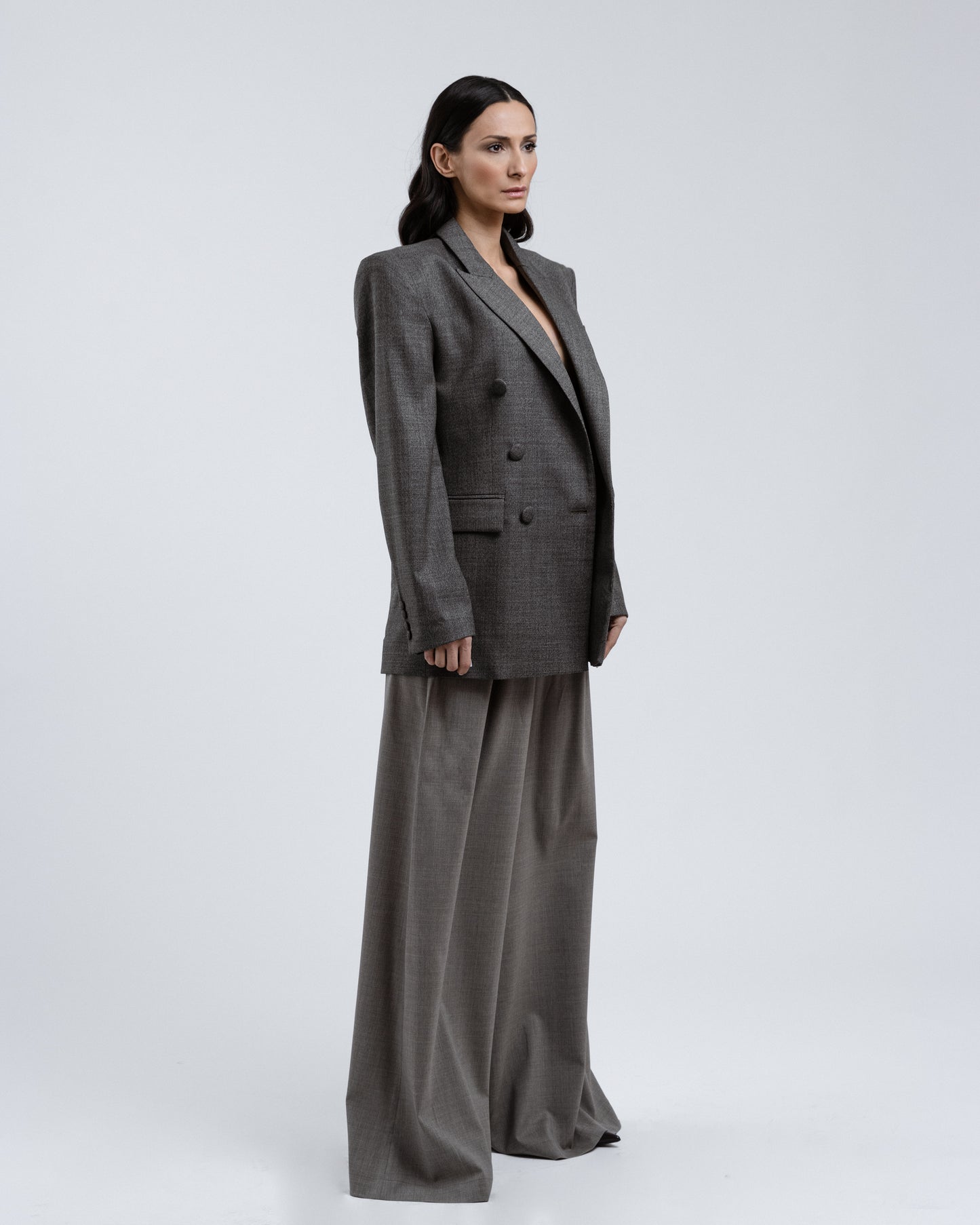 Wide Pleated Wool Trousers