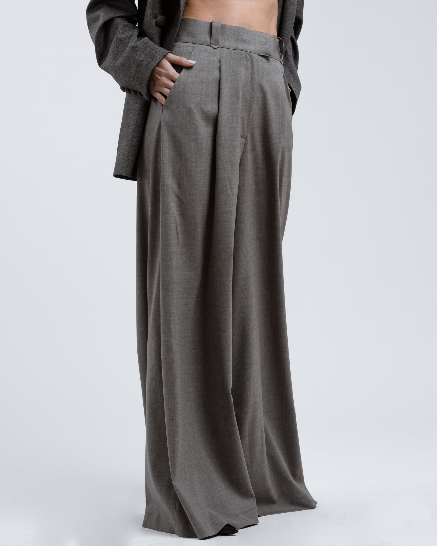 Wide Pleated Wool Trousers