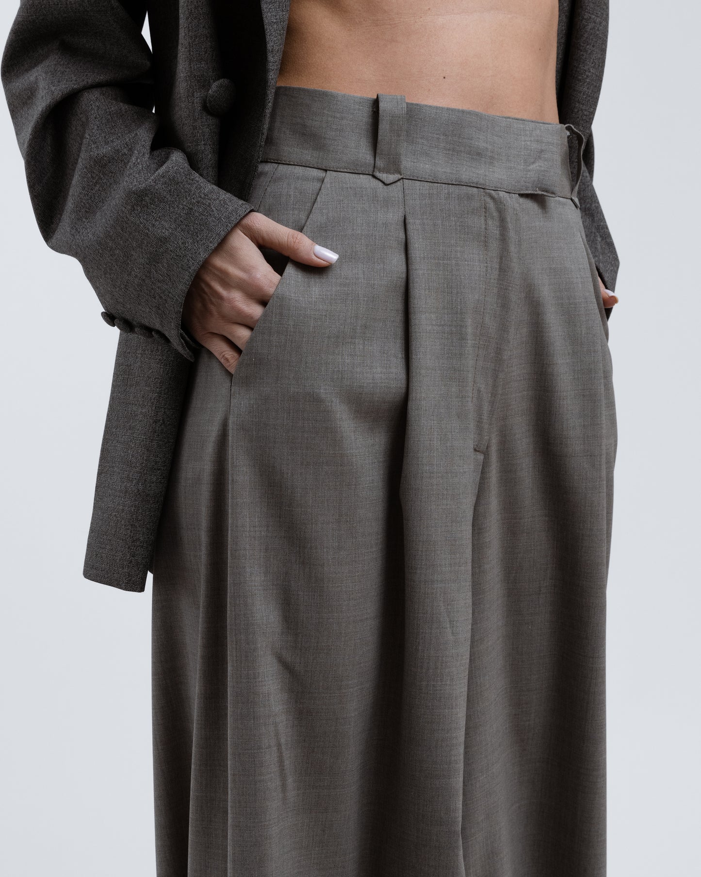 Wide Pleated Wool Trousers
