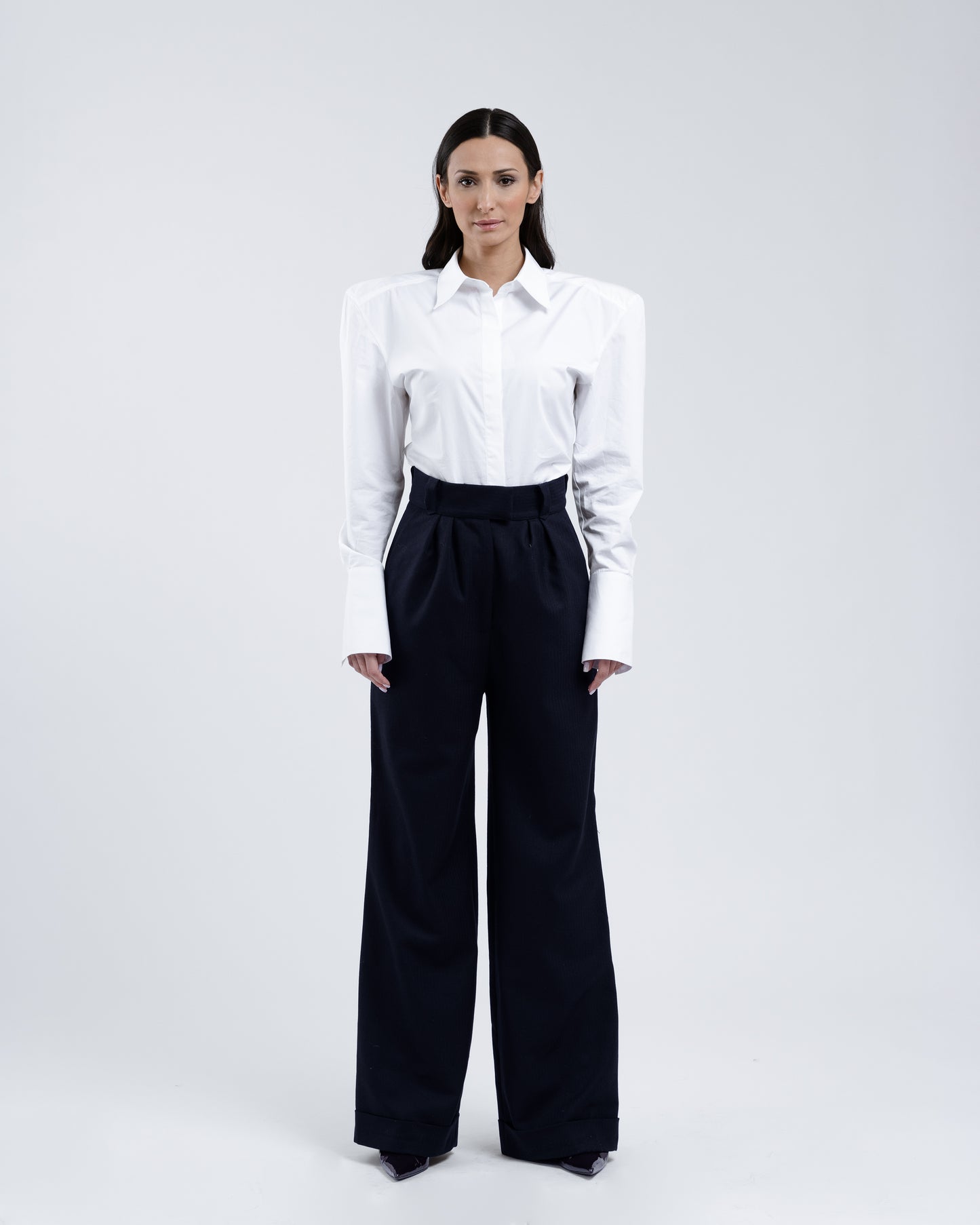 High-Waisted Wool Trousers