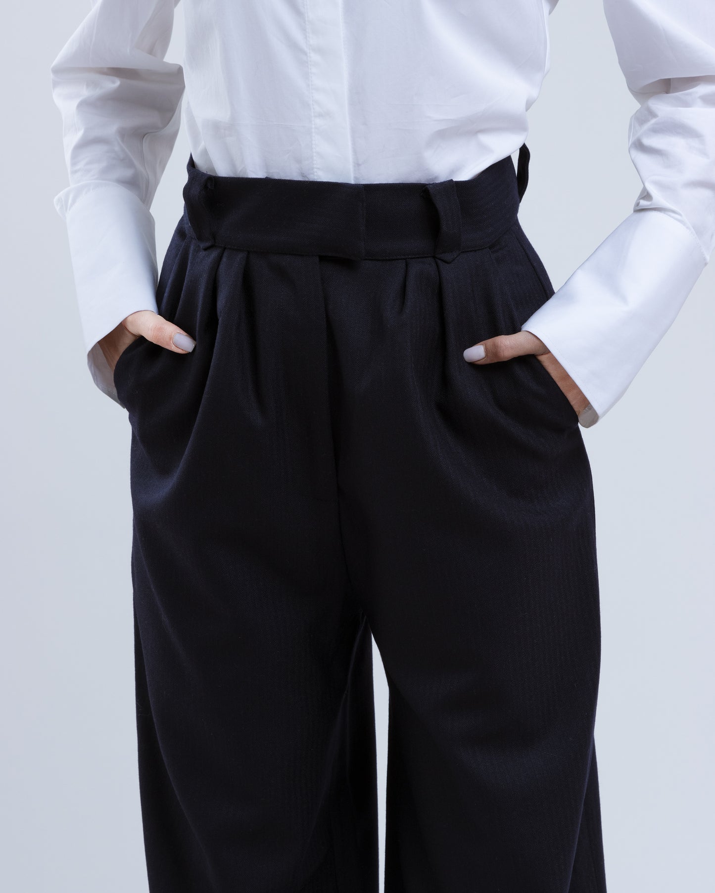 High-Waisted Wool Trousers