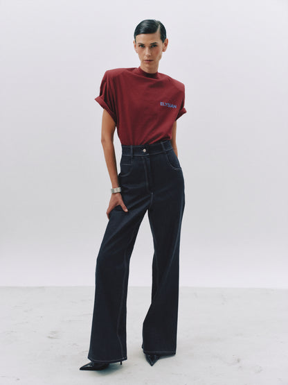Oversized T-shirt with shoulder pads