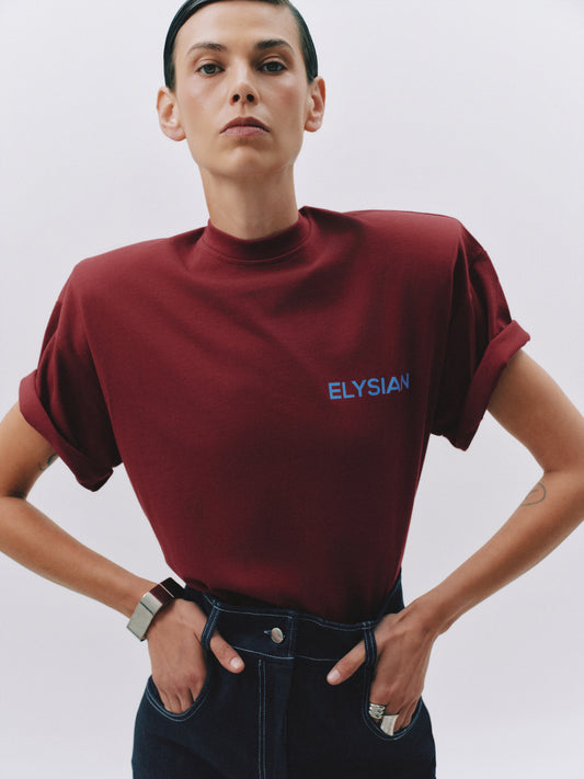 Oversized T-shirt with shoulder pads