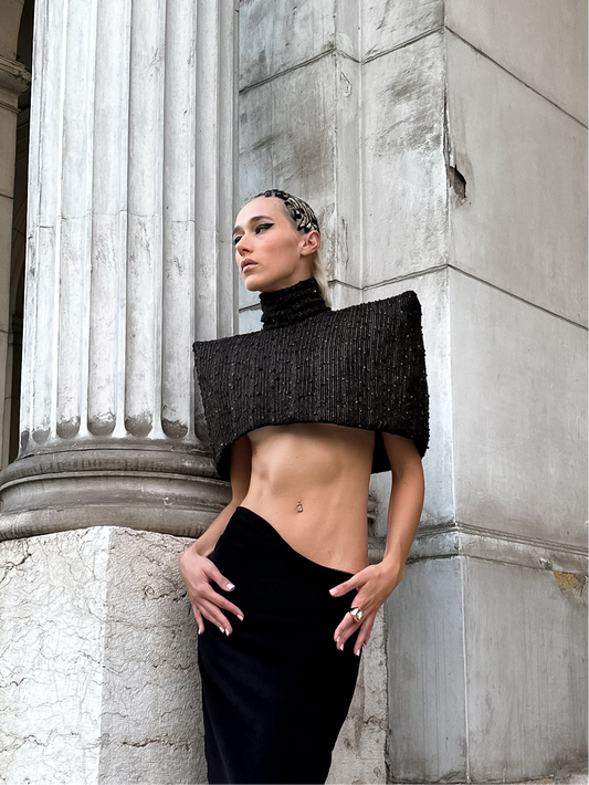 Gold top with shoulderpads