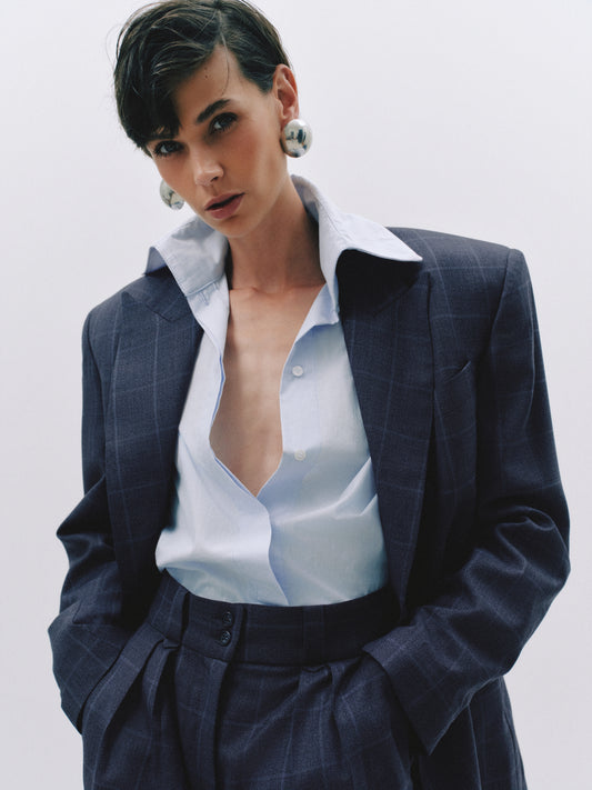 High-waisted virgin wool trousers