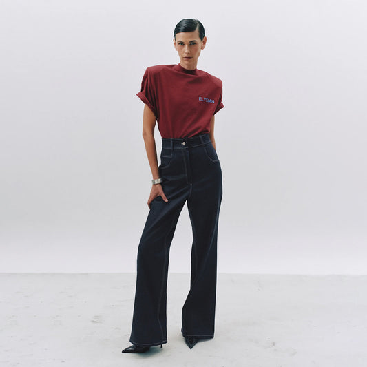 Oversized T-shirt with shoulder pads