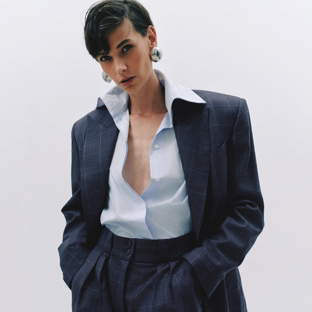 High-waisted virgin wool trousers