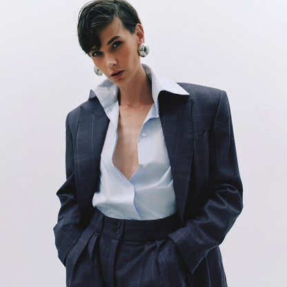 High-waisted virgin wool trousers