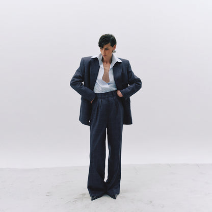 High-waisted virgin wool trousers