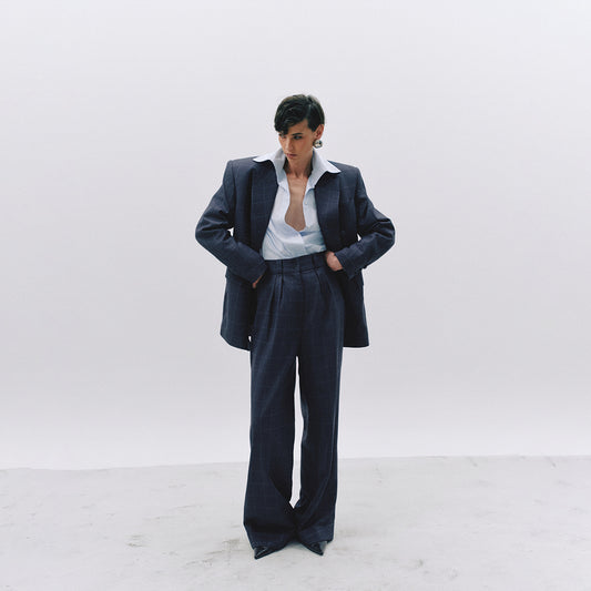 High-waisted virgin wool trousers