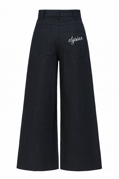 wide leg ballon fit jeans womens with logo